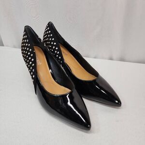 J. Renee Jakey Black Patent/Suede With Silver Studs Size 10 Wide Color: Black/Si